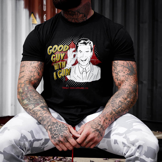 Good Guy With A Gun Comic Men's T-Shirt - One Revolver Surfboards