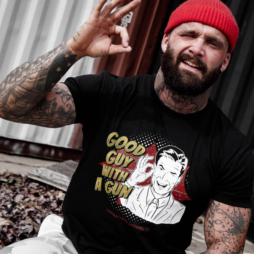 Good Guy With A Gun Comic Men's T-Shirt - One Revolver Surfboards