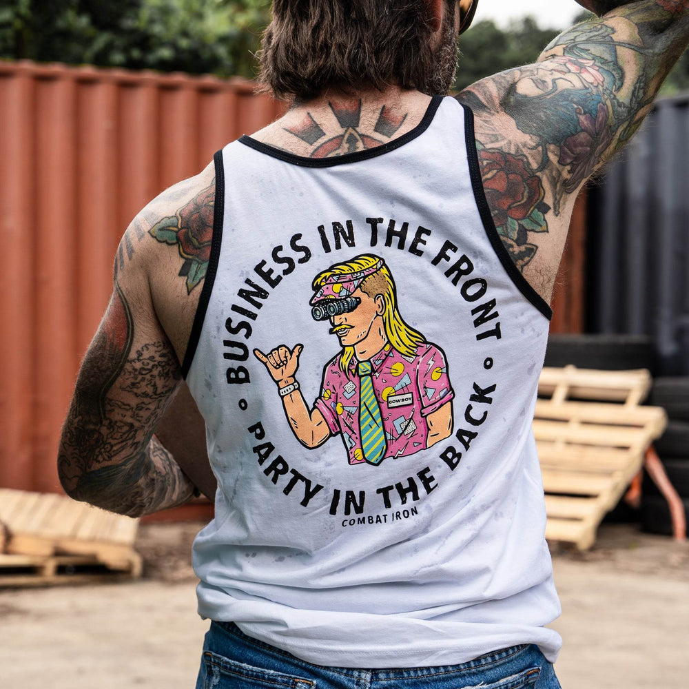 Business In The Front. Party In The Back. Men's Tank - MEN'S TANK TOP - One Revolver Surfboards