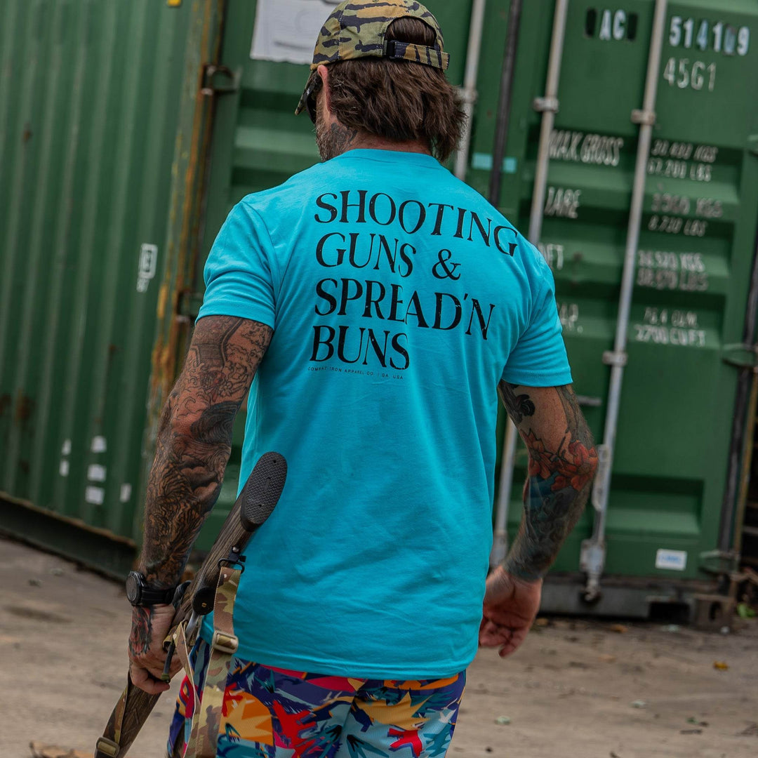Shooting Guns & Spread'n Buns Men's T-Shirt - One Revolver Surfboards