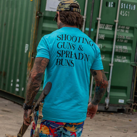 Shooting Guns & Spread'n Buns Men's T-Shirt - One Revolver Surfboards