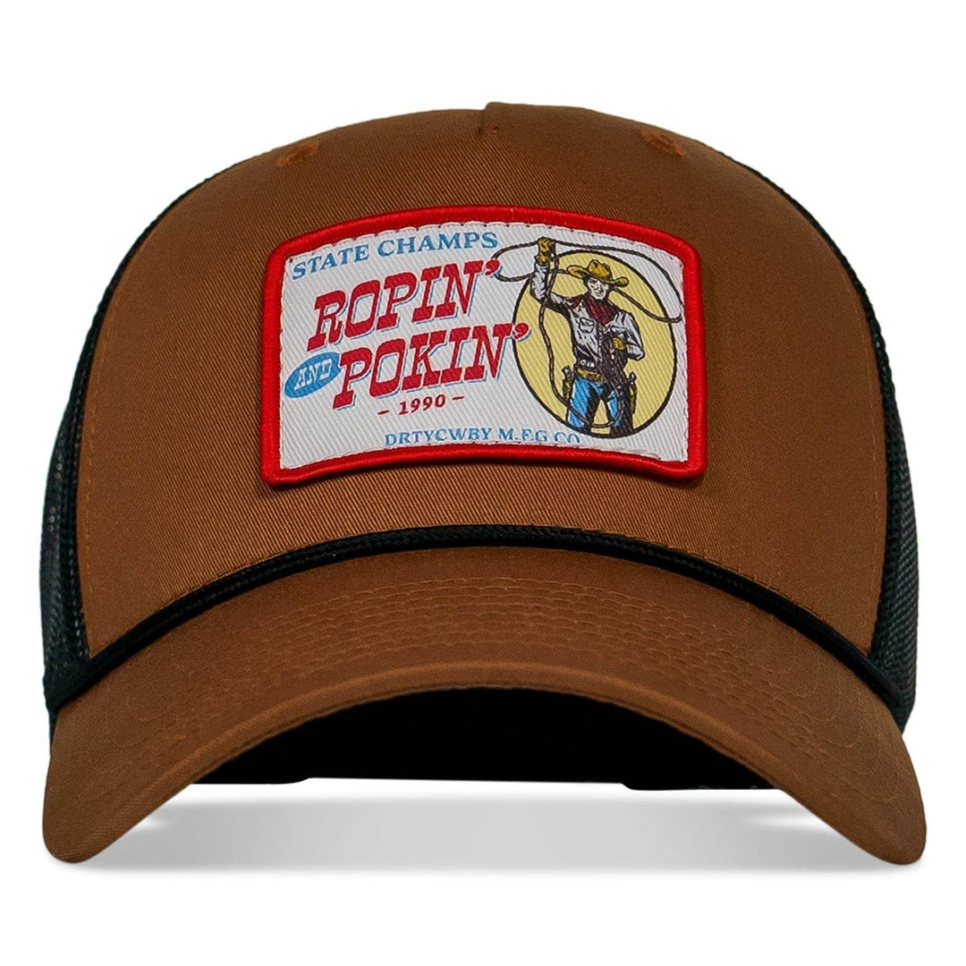 Ropin' and Pokin' Dirty Cowboys Patch Rope SnapBack Hat - HEADWEAR - One Revolver Surfboards