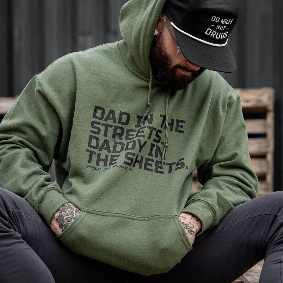 Dad In The Streets. Daddy In The Sheets. Men's Hoodie - One Revolver Surfboards