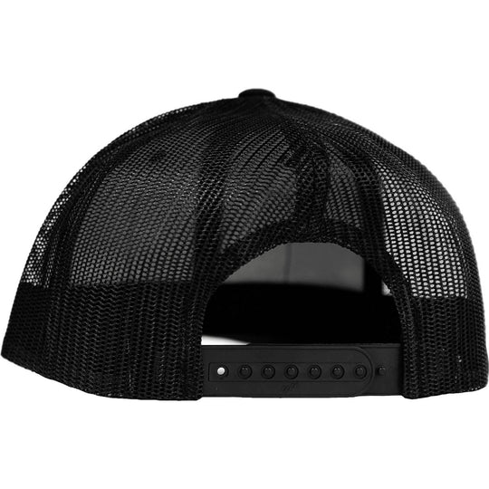 Trigger Puller Black Mid-Profile Mesh Snapback Hat - One Revolver Surfboards