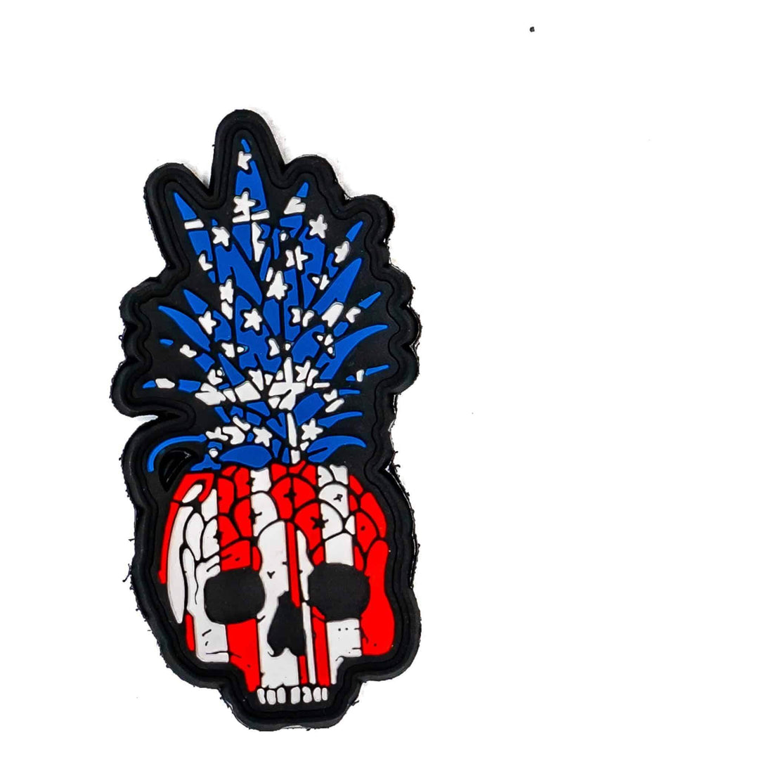 USA Pineapple Skull PVC Patch - PVC VELCRO PATCH - One Revolver Surfboards
