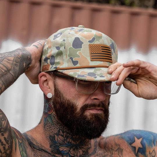 American Flag Leather Patch Crushable Rope Snapback Hat - One Revolver Surfboards