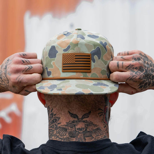 American Flag Leather Patch Crushable Rope Snapback Hat - One Revolver Surfboards