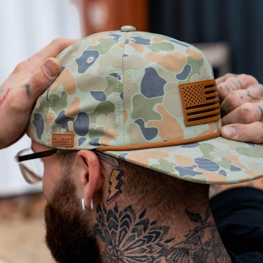 American Flag Leather Patch Crushable Rope Snapback Hat - One Revolver Surfboards