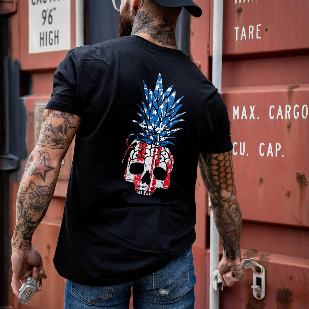 American Flag USA Pineapple Grenade Men's T-Shirt - One Revolver Surfboards