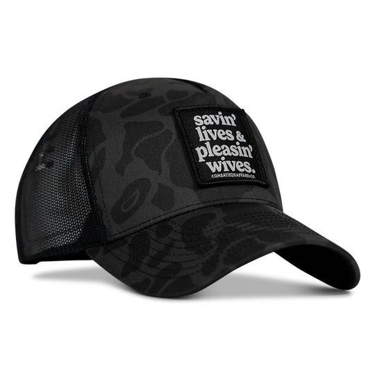 SAVIN' LIVES & PLEASIN' WIVES Patch SnapBack Hat - One Revolver Surfboards