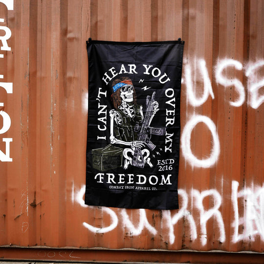 I Can't Hear You Over All My Freedom AR Guitar Rocker 3' X 5' Wall Flag - One Revolver Surfboards