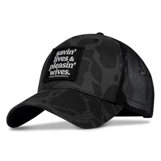SAVIN' LIVES & PLEASIN' WIVES Patch SnapBack Hat - One Revolver Surfboards