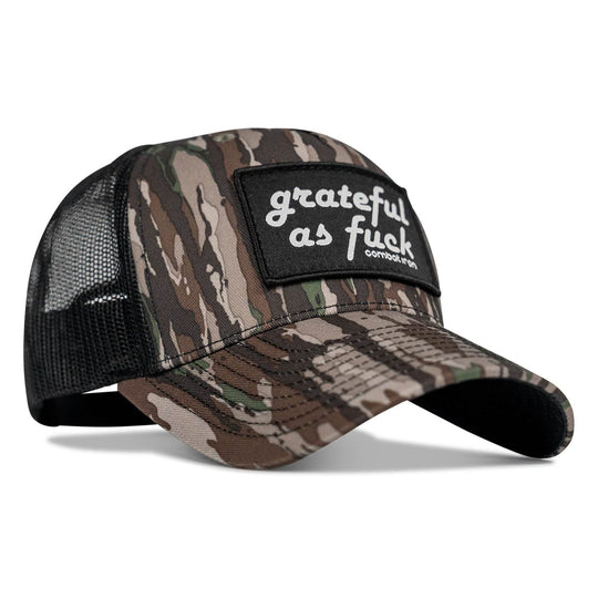Grateful As F*ck Patch Mesh Snapback Hat - HEADWEAR - One Revolver Surfboards