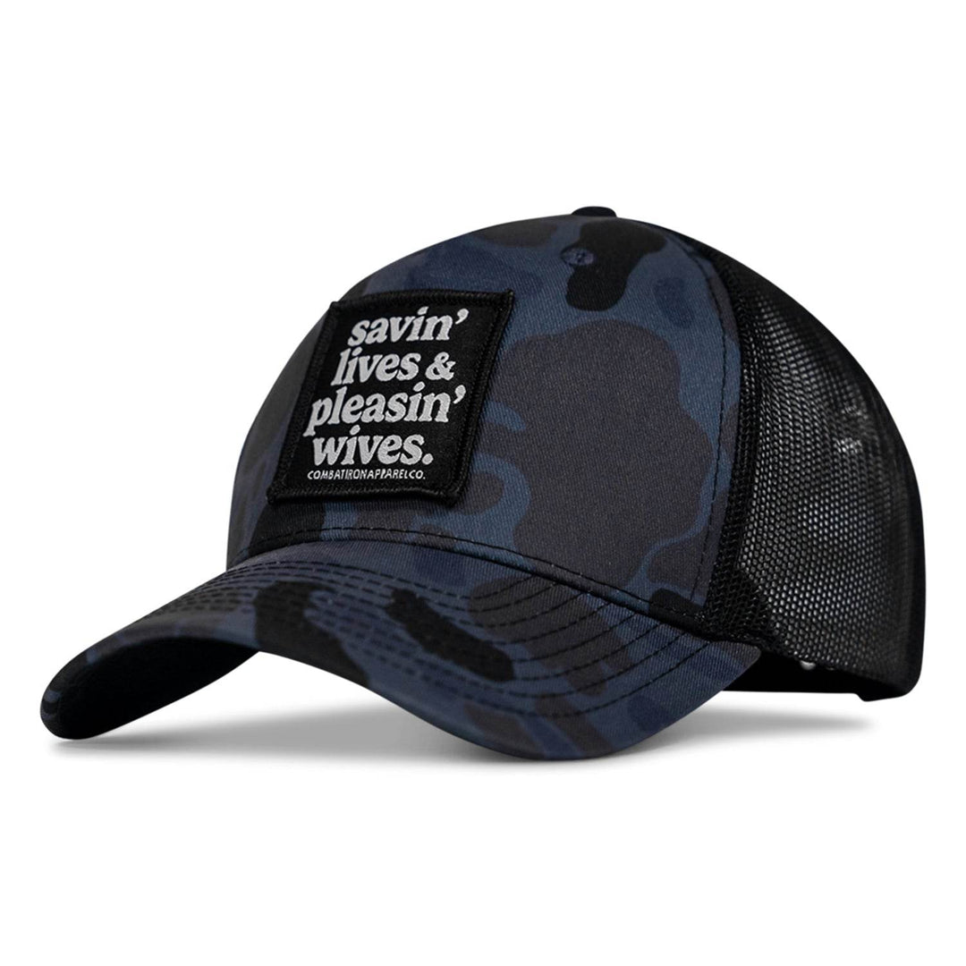 SAVIN' LIVES & PLEASIN' WIVES Patch SnapBack Hat - One Revolver Surfboards
