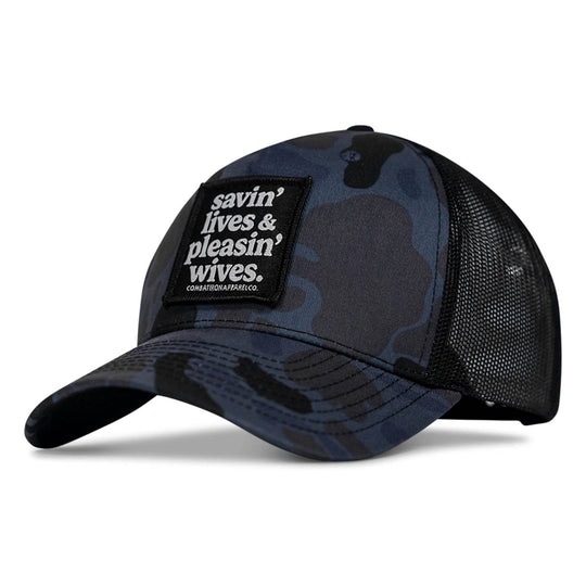 SAVIN' LIVES & PLEASIN' WIVES Patch SnapBack Hat - One Revolver Surfboards
