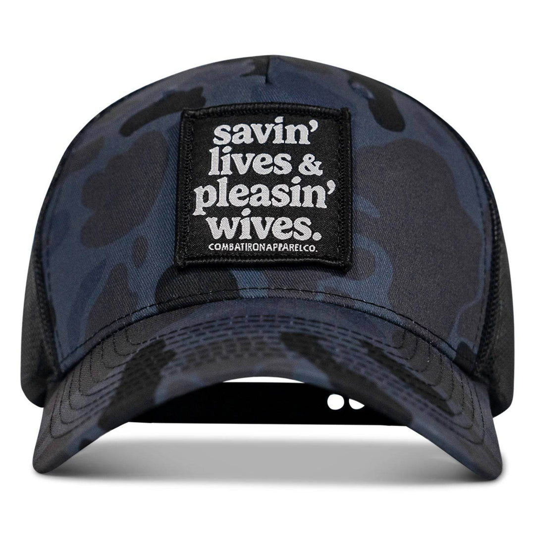 SAVIN' LIVES & PLEASIN' WIVES Patch SnapBack Hat - One Revolver Surfboards