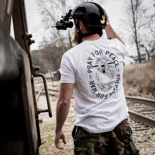 Pray For Peace. Prepare For War. Men's T-Shirt - One Revolver Surfboards