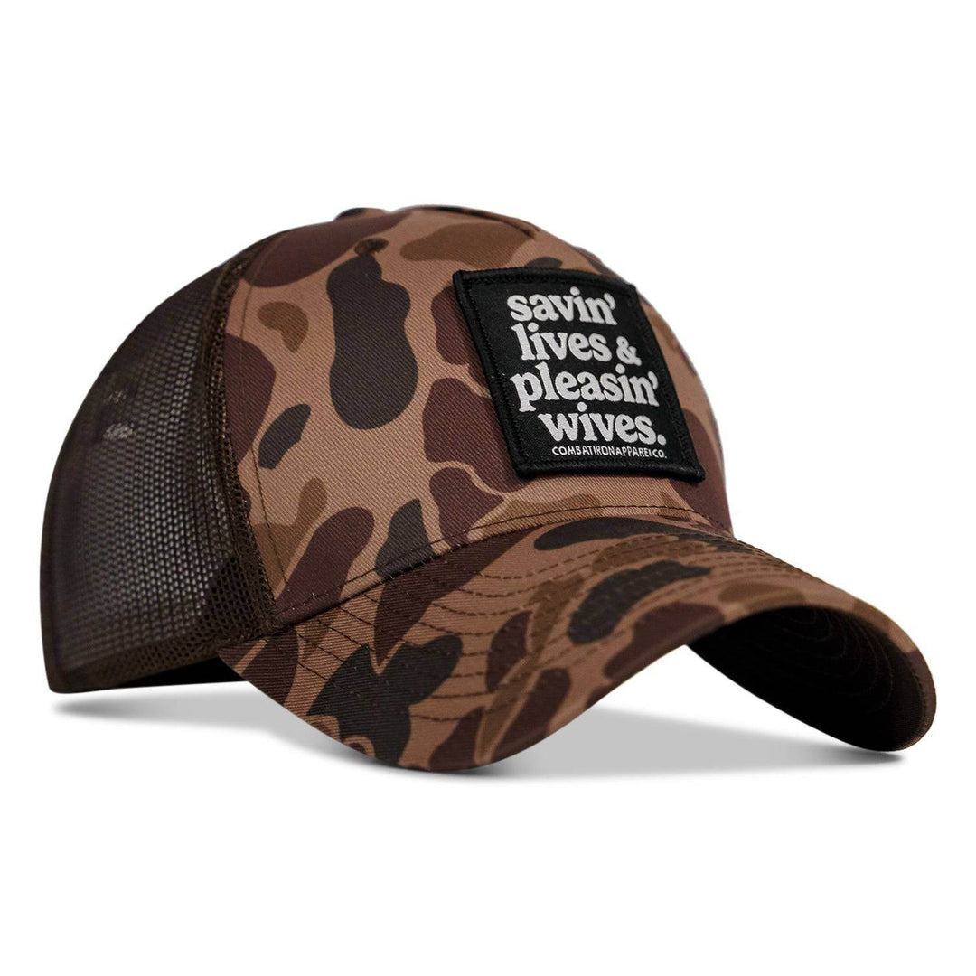 SAVIN' LIVES & PLEASIN' WIVES Patch SnapBack Hat - One Revolver Surfboards