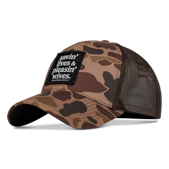 SAVIN' LIVES & PLEASIN' WIVES Patch SnapBack Hat - One Revolver Surfboards