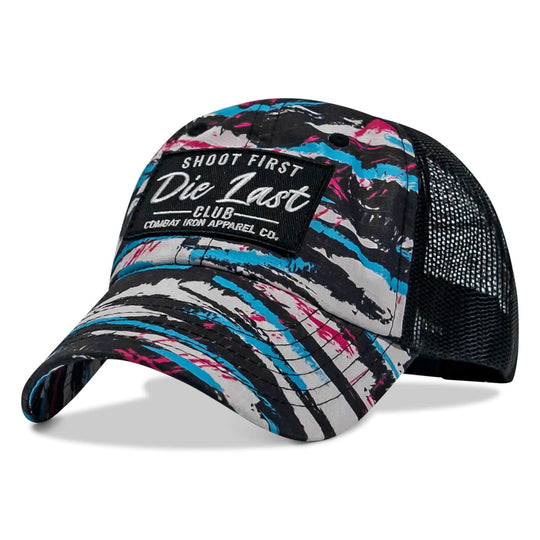 One Revolver Surfboards - Shoot First. Die Last. Club Patch Tactical Ripstop Mesh Snapback Hat HEADWEAR