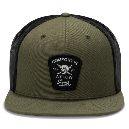 One Revolver Surfboards - Comfort Is A Slow Death Patch Flatbill Snapback Hat HEADWEAR