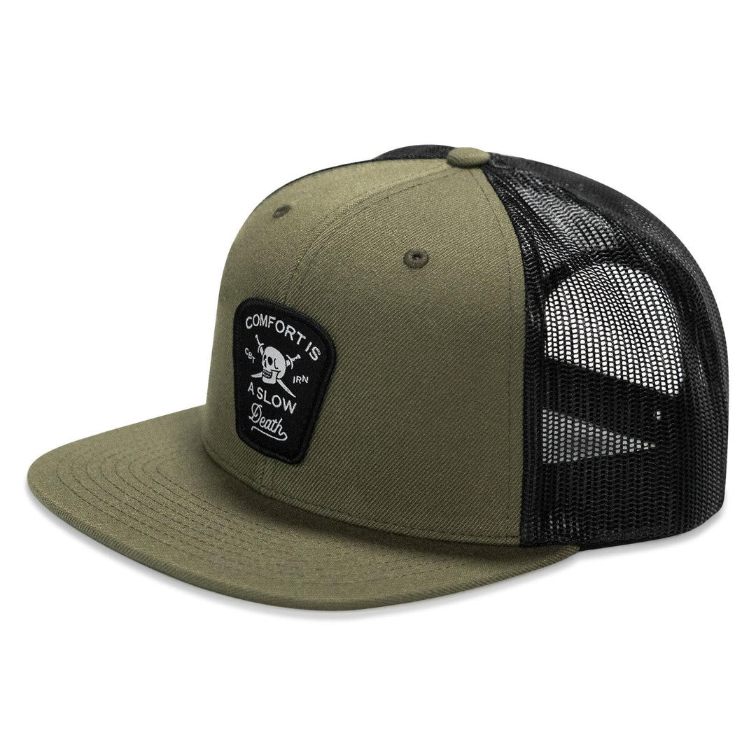 One Revolver Surfboards - Comfort Is A Slow Death Patch Flatbill Snapback Hat HEADWEAR