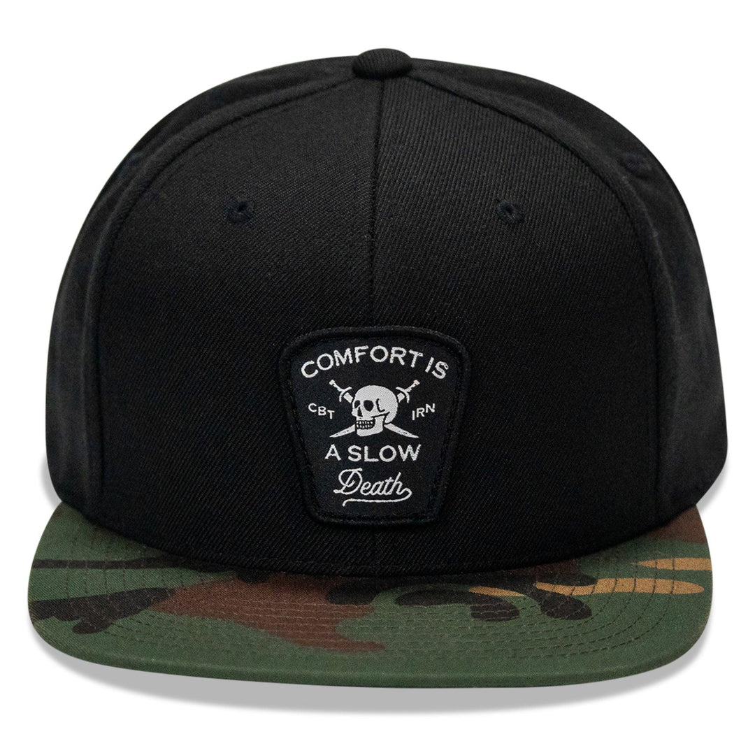 One Revolver Surfboards - Comfort Is A Slow Death Patch Flatbill Snapback Hat HEADWEAR