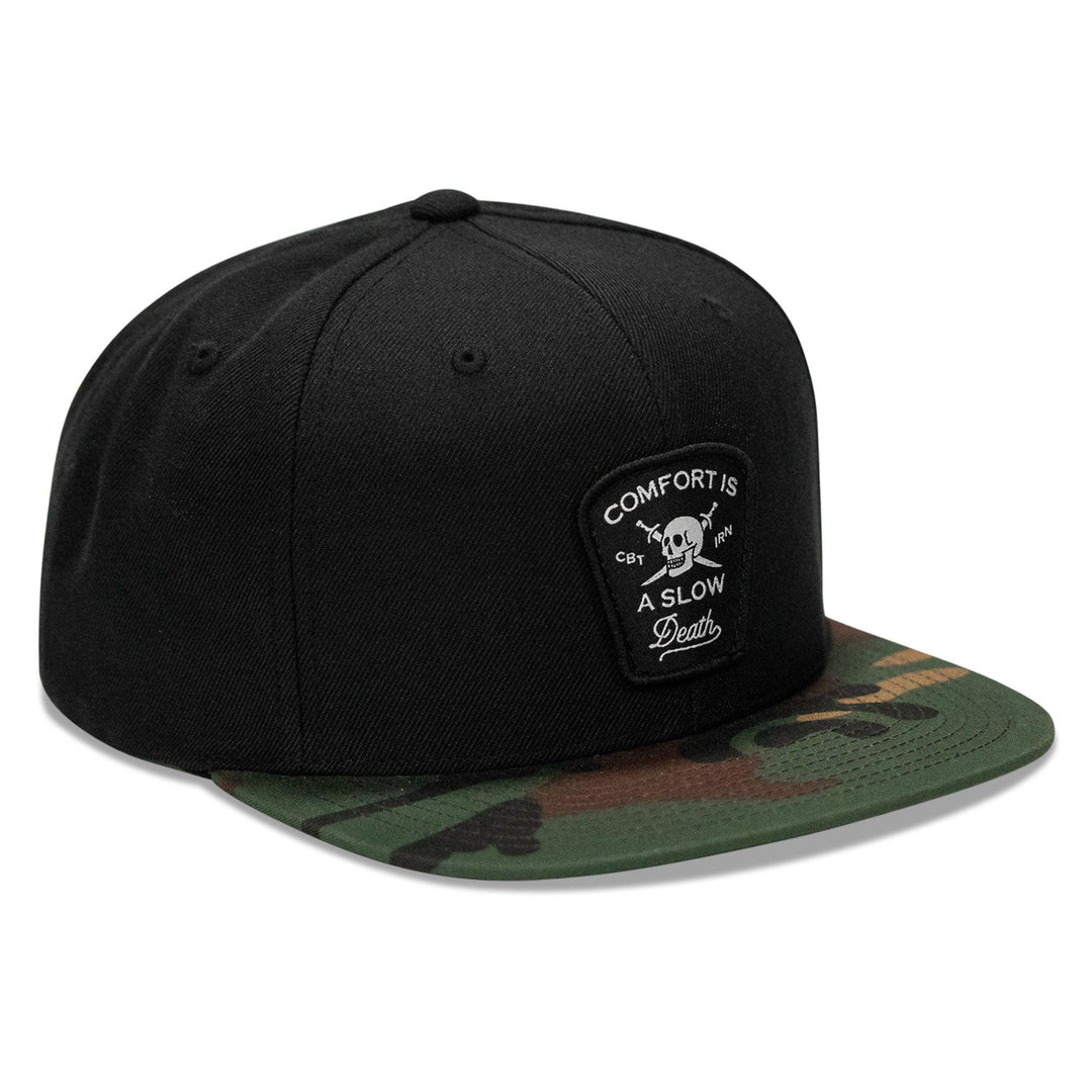 One Revolver Surfboards - Comfort Is A Slow Death Patch Flatbill Snapback Hat HEADWEAR