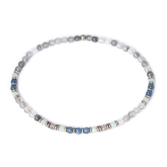 "Calm" Kyanite and Quartz Crystal Anklet
