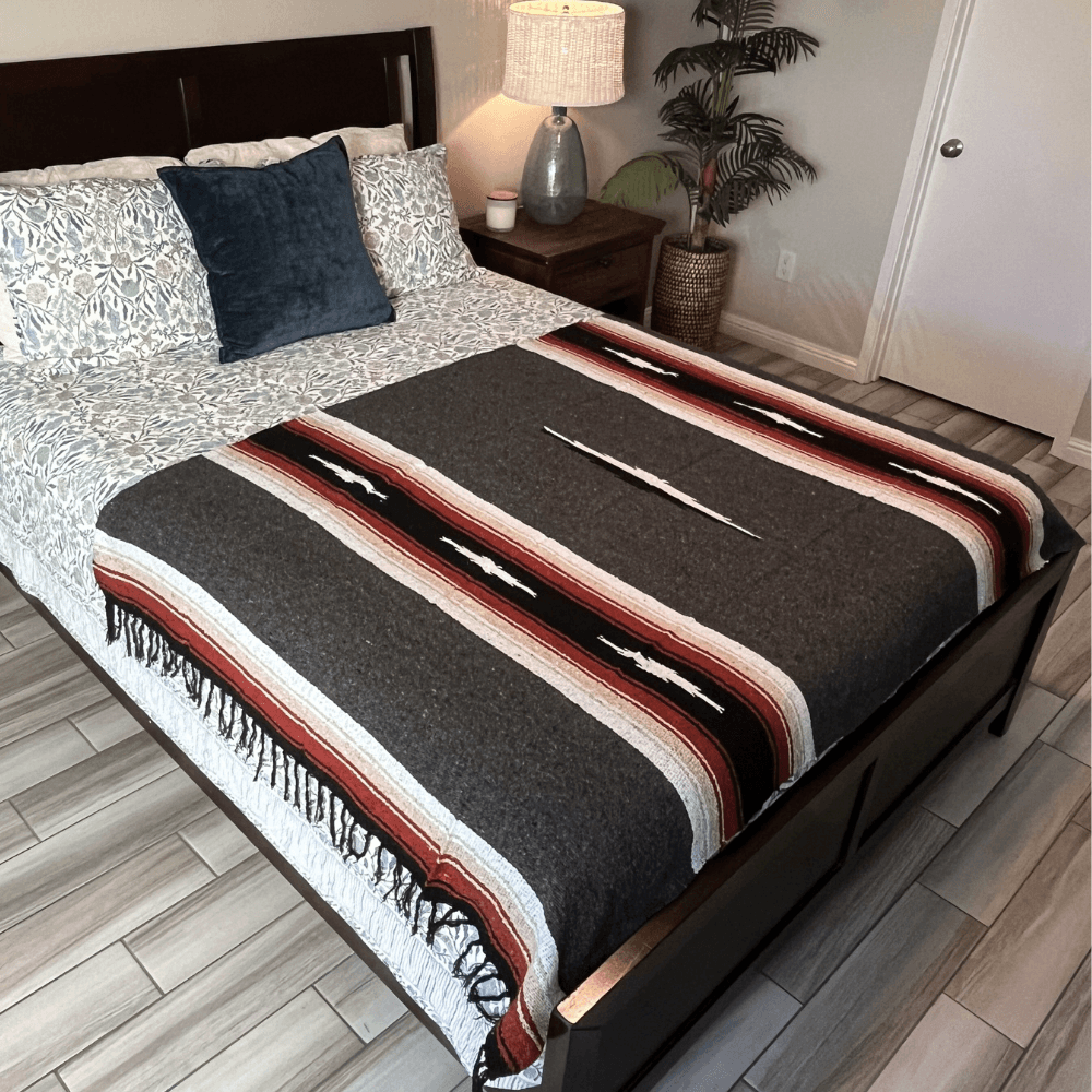 Charcoal Retro Diamond Mexican Blanket - One Revolver Surfboards