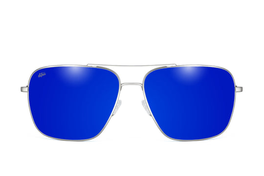 Coastal XL - Matte Silver - Deep Blue Polarized
