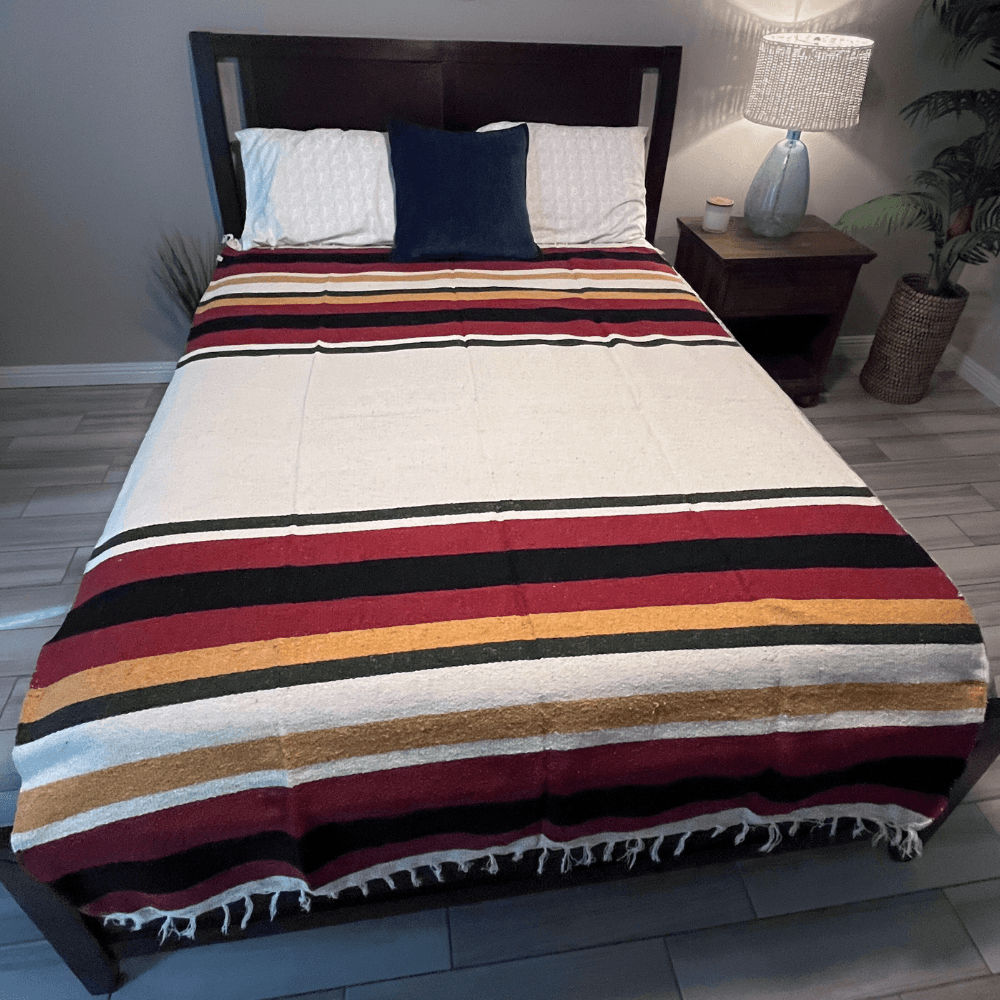 Wool Striped Mexican Blanket - One Revolver Surfboards