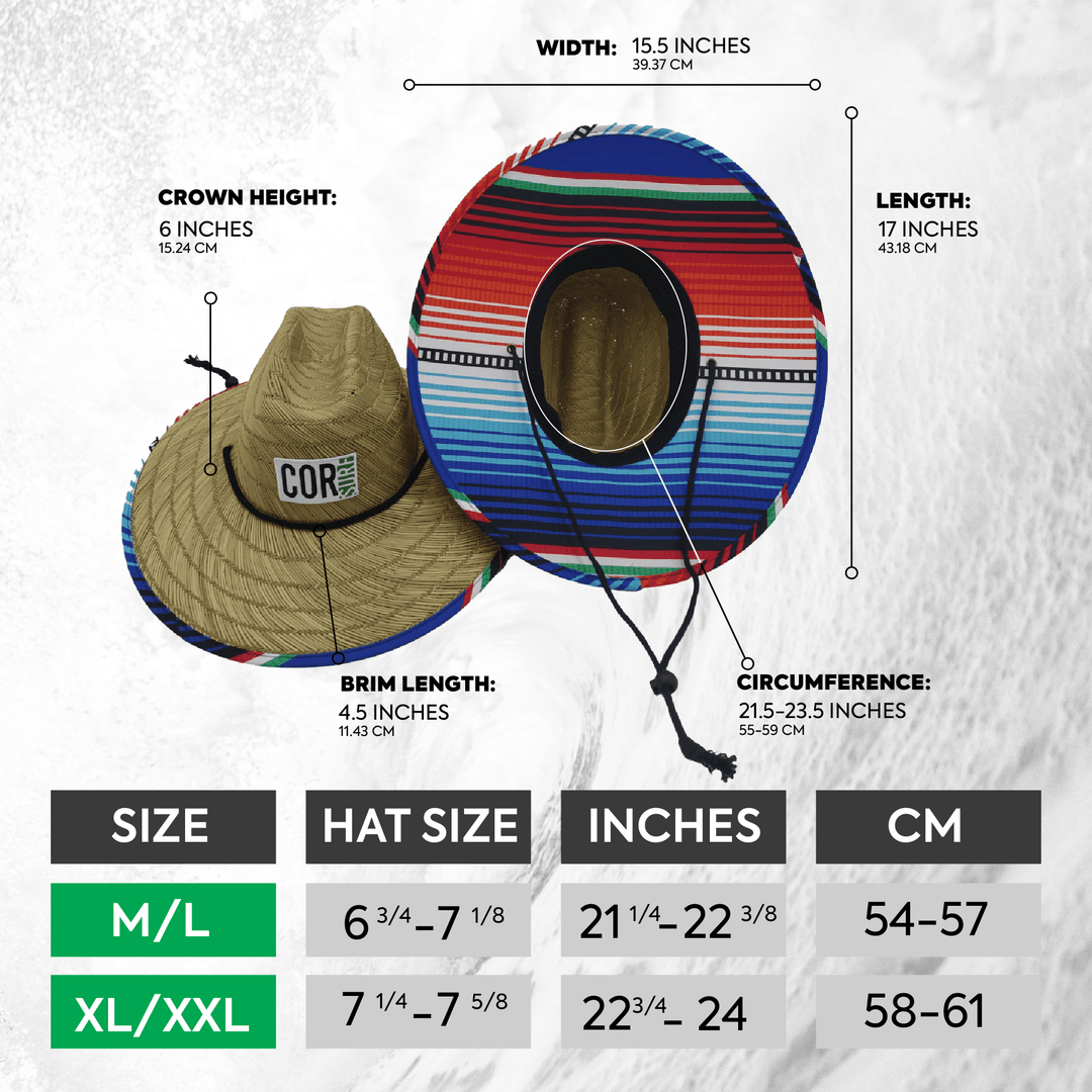 Straw Lifeguard Sun Beach Hats for Adults - Sarape - One Revolver Surfboards