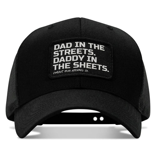 One Revolver Surfboards - Dad In The Streets. Daddy In The Sheets. Black Patch Snapback Hat HEADWEAR