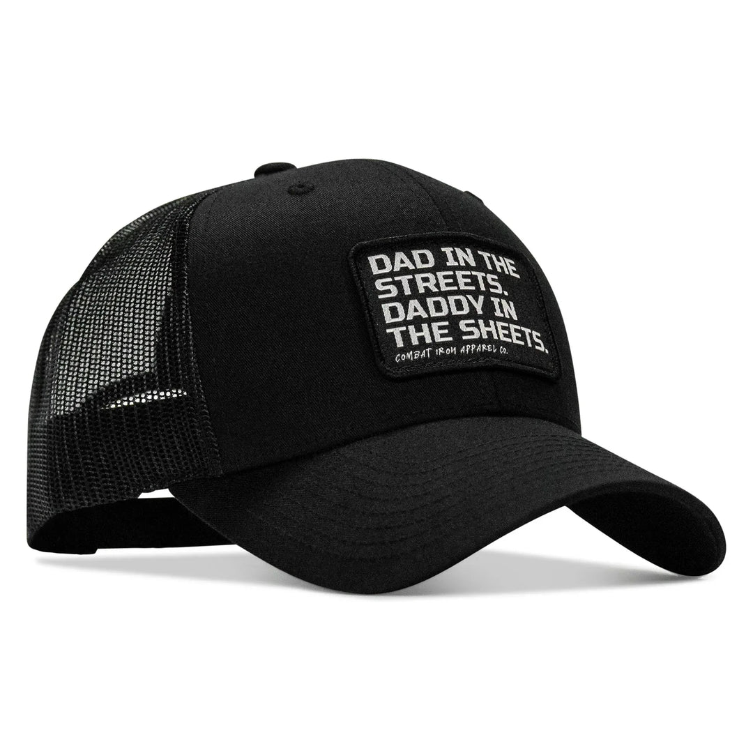 One Revolver Surfboards - Dad In The Streets. Daddy In The Sheets. Black Patch Snapback Hat HEADWEAR