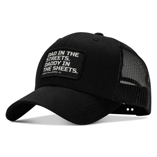 One Revolver Surfboards - Dad In The Streets. Daddy In The Sheets. Black Patch Snapback Hat HEADWEAR