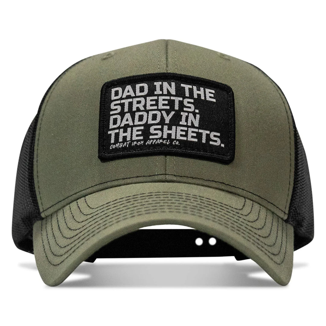 One Revolver Surfboards - Dad In The Streets. Daddy In The Sheets. Black Patch Snapback Hat HEADWEAR