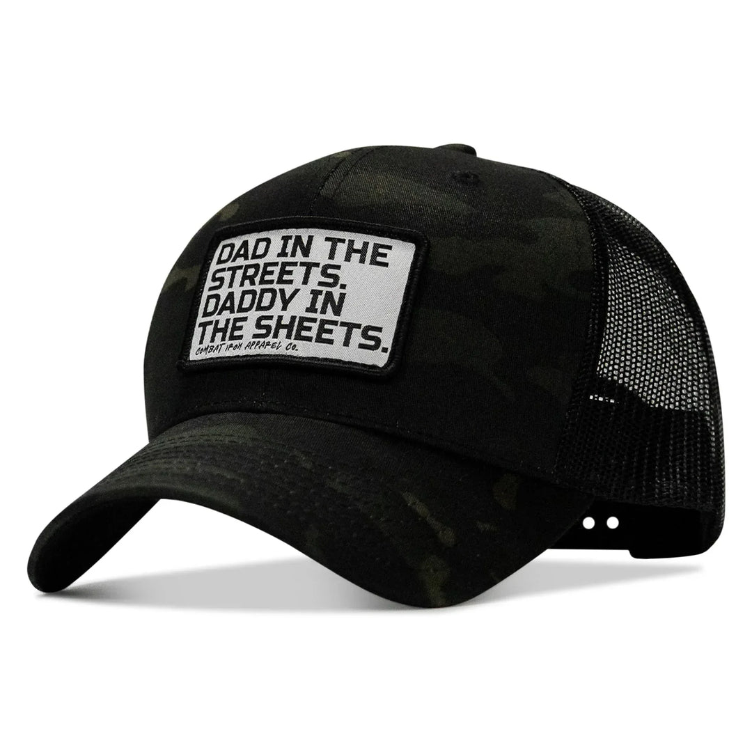 One Revolver Surfboards - Dad In The Streets. Daddy In The Sheets. White Patch Snapback Hat HEADWEAR