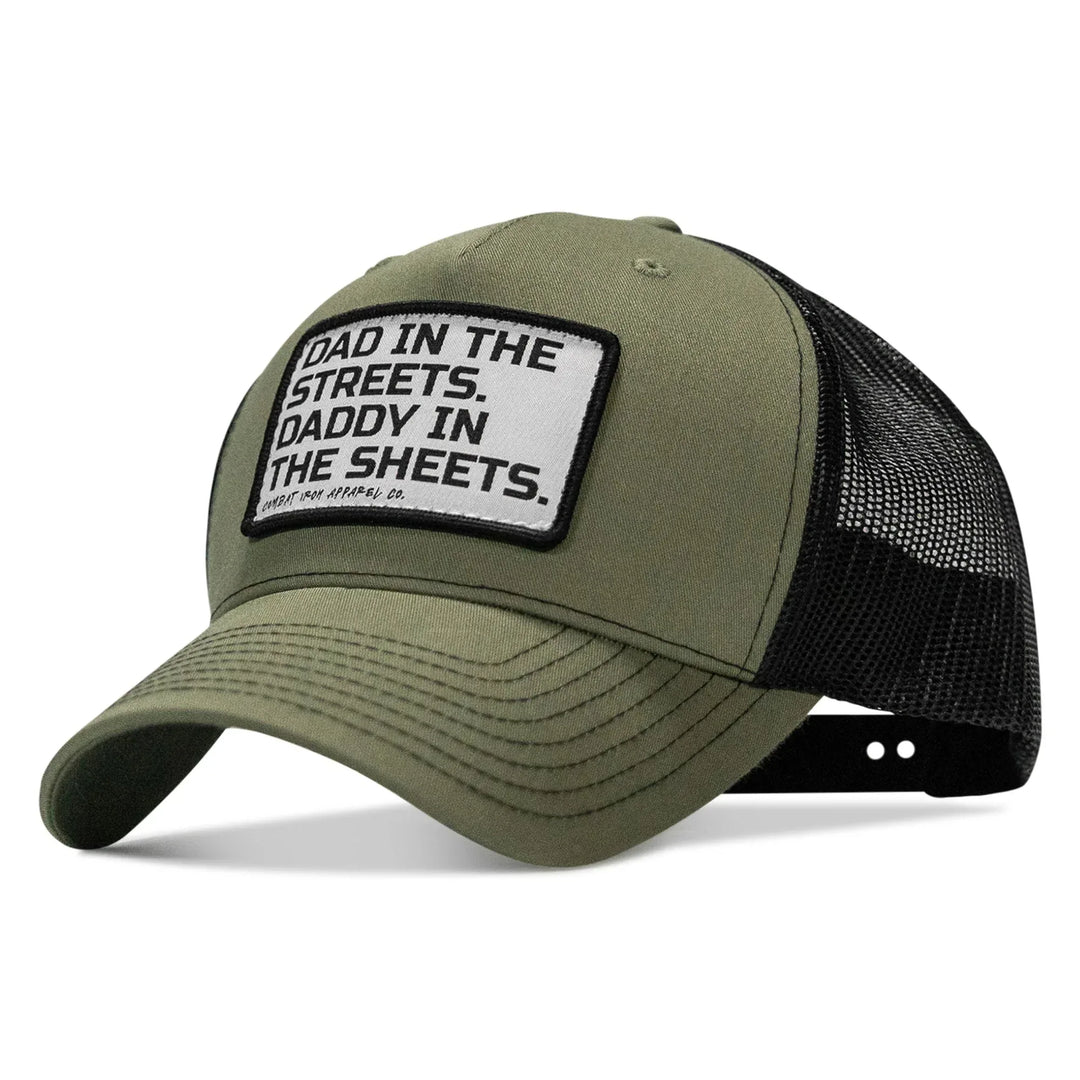 One Revolver Surfboards - Dad In The Streets. Daddy In The Sheets. White Patch Snapback Hat HEADWEAR