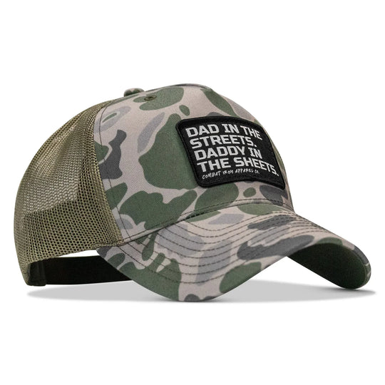 One Revolver Surfboards - Dad In The Streets. Daddy In The Sheets. Black Patch Snapback Hat HEADWEAR