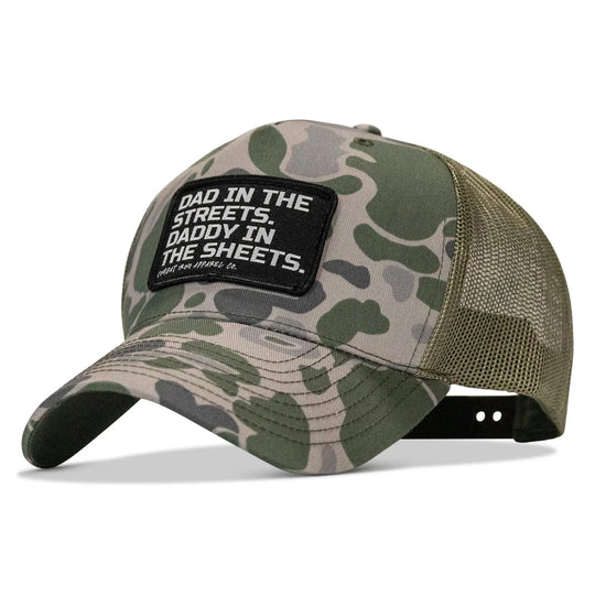 One Revolver Surfboards - Dad In The Streets. Daddy In The Sheets. Black Patch Snapback Hat HEADWEAR