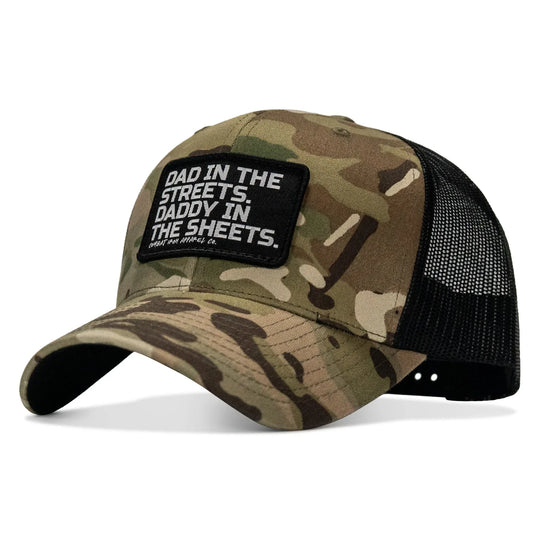 One Revolver Surfboards - Dad In The Streets. Daddy In The Sheets. Black Patch Snapback Hat HEADWEAR