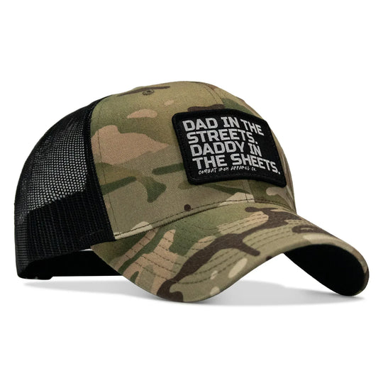 One Revolver Surfboards - Dad In The Streets. Daddy In The Sheets. Black Patch Snapback Hat HEADWEAR