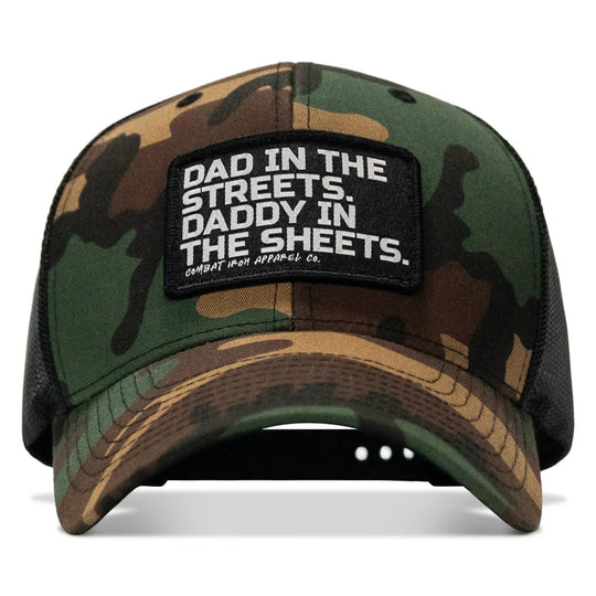 One Revolver Surfboards - Dad In The Streets. Daddy In The Sheets. Black Patch Snapback Hat HEADWEAR