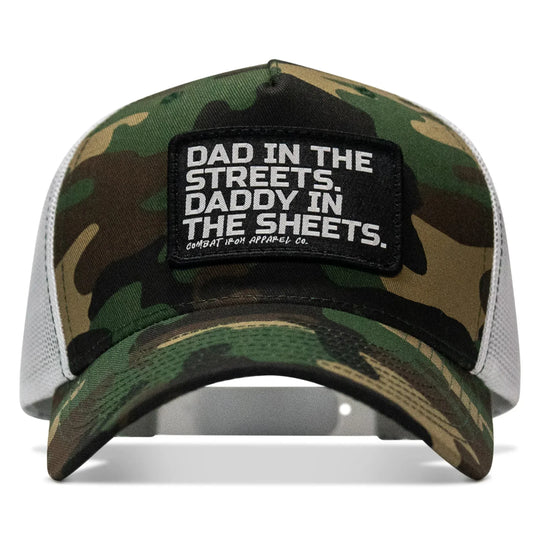 One Revolver Surfboards - Dad In The Streets. Daddy In The Sheets. Black Patch Snapback Hat HEADWEAR