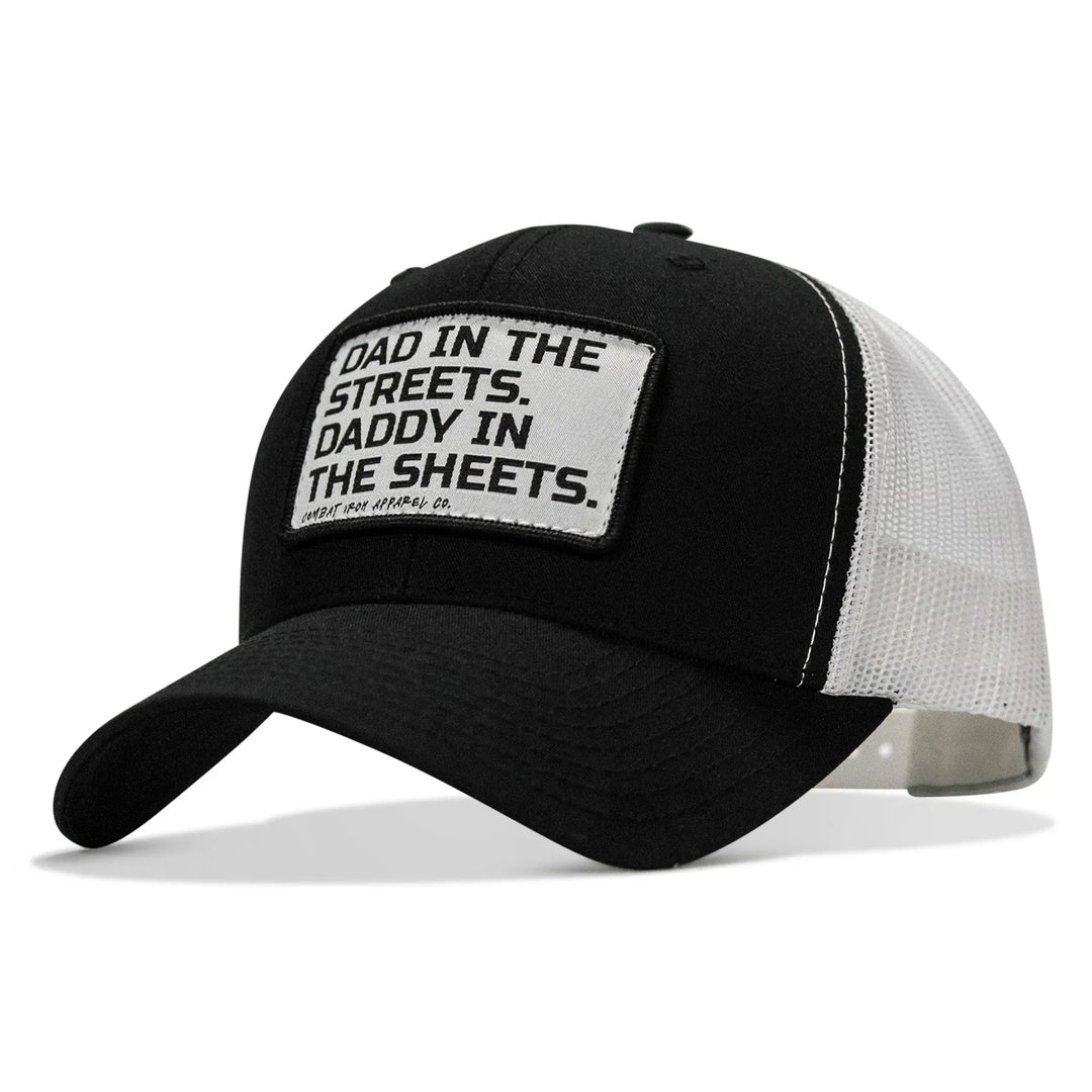 One Revolver Surfboards - Dad In The Streets. Daddy In The Sheets. White Patch Snapback Hat HEADWEAR