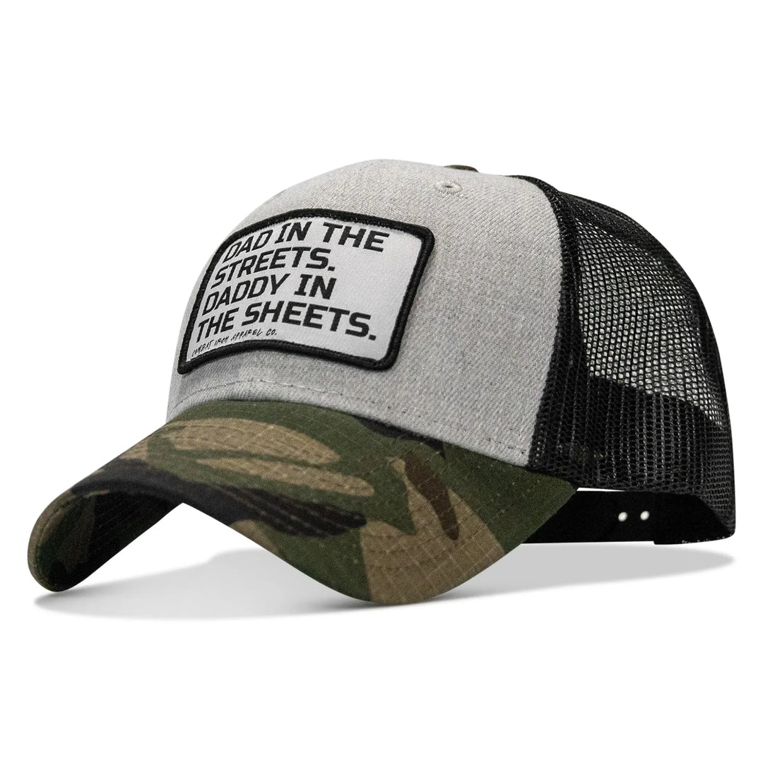 One Revolver Surfboards - Dad In The Streets. Daddy In The Sheets. White Patch Snapback Hat HEADWEAR