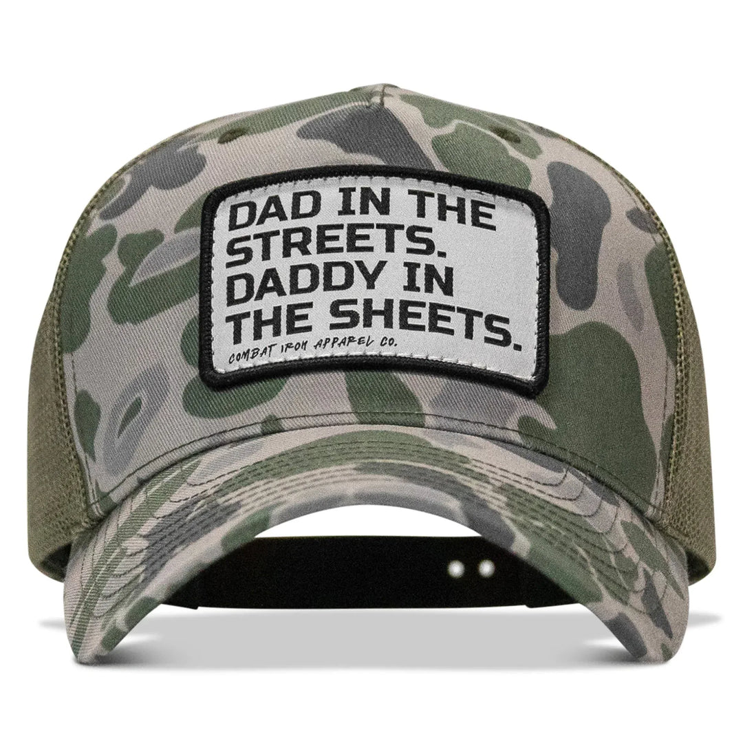 One Revolver Surfboards - Dad In The Streets. Daddy In The Sheets. White Patch Snapback Hat HEADWEAR