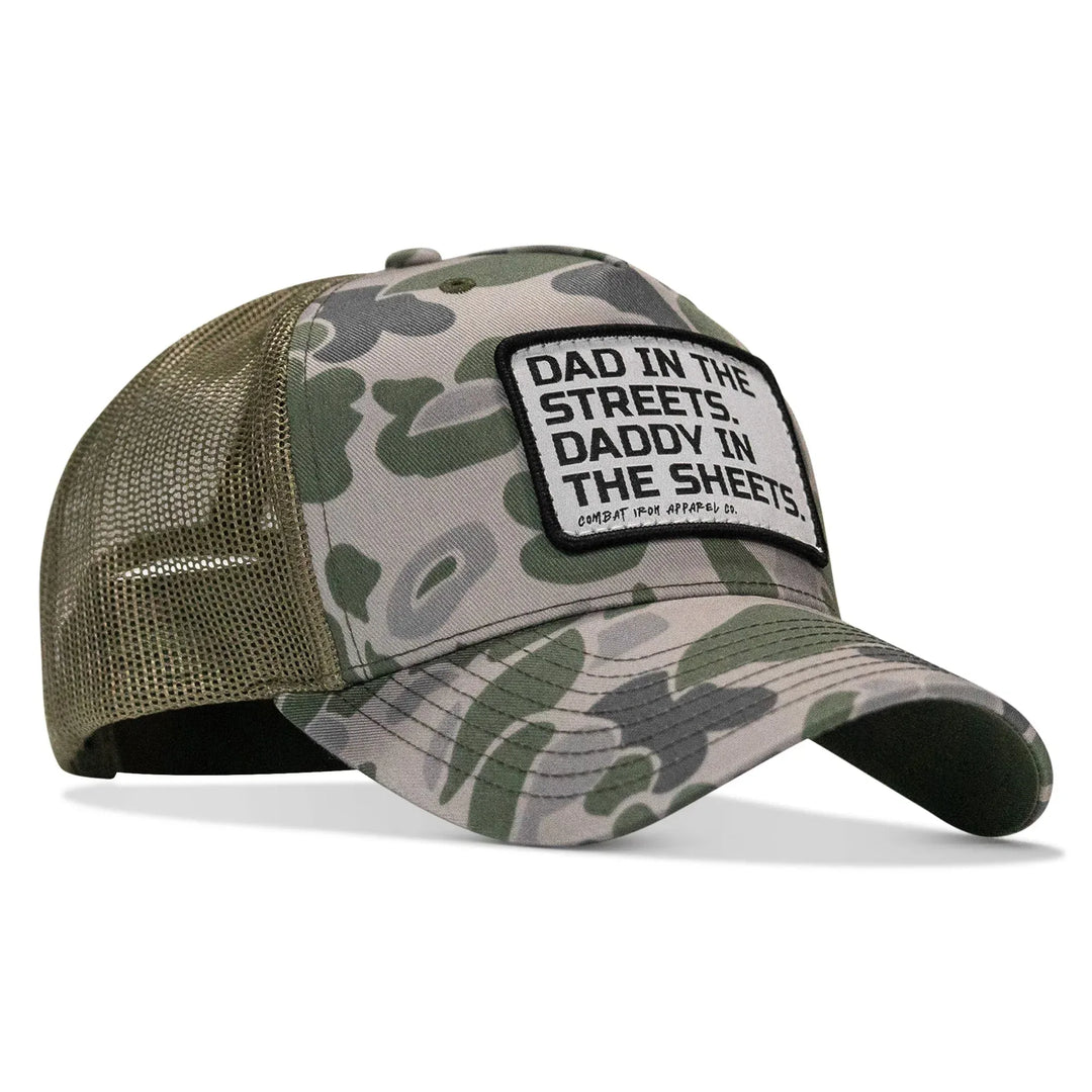 One Revolver Surfboards - Dad In The Streets. Daddy In The Sheets. White Patch Snapback Hat HEADWEAR