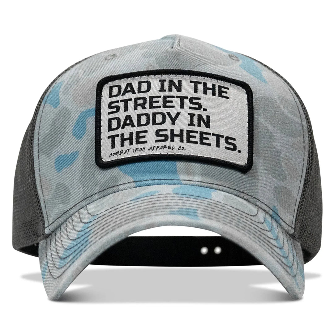 One Revolver Surfboards - Dad In The Streets. Daddy In The Sheets. White Patch Snapback Hat HEADWEAR